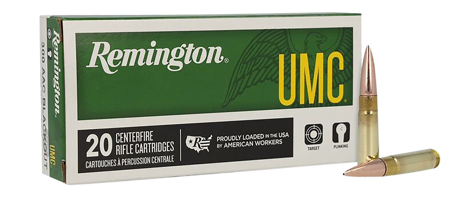 Remington Ammunition 26854 UMC  300 Blackout 150 gr 1905 fps Full Metal Jacket (FMJ) 20 Bx/10 Cs