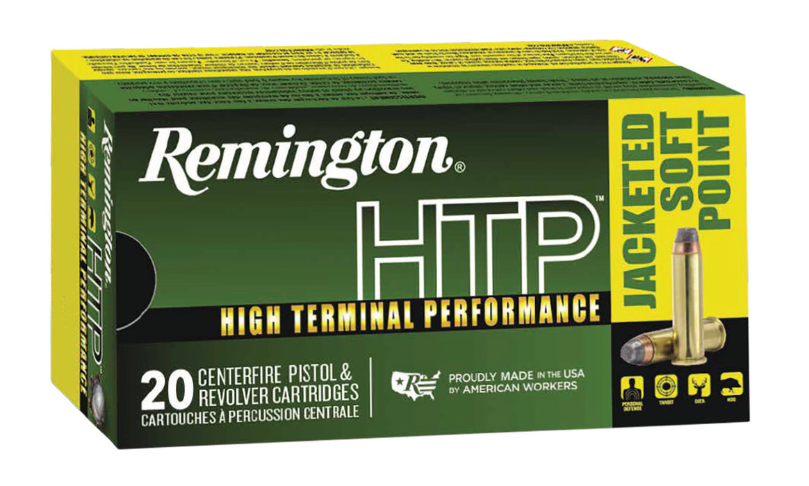 Remington Ammunition 23002 HTP  44 Rem Mag 240 gr 1180 fps Jacketed Soft Point (JSP) 20 Bx/25 Cs