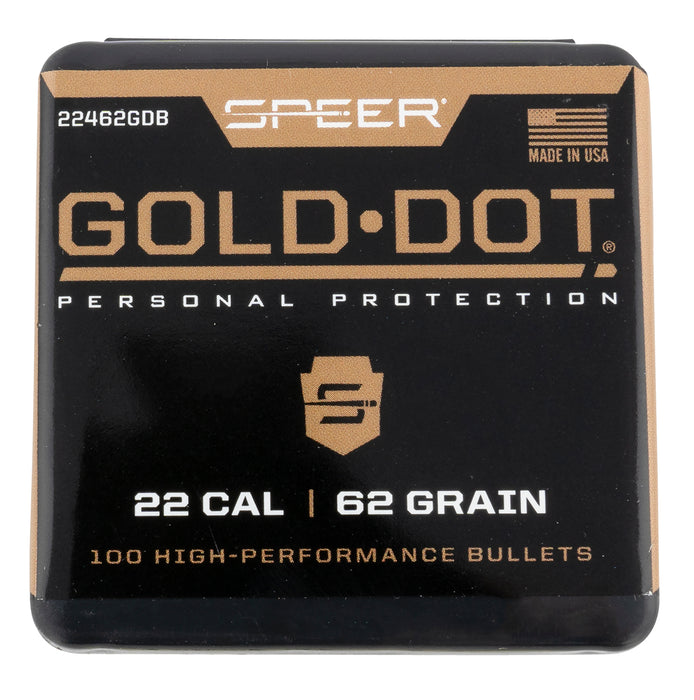 Speer 22462GDB Gold Dot  224 Cal .22 62 gr Soft Point 100 Per Box/ 20 Case