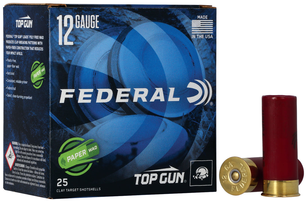 Federal TG12WS175 Top Gun  Paper Wad 12 Gauge 2.75" 1 oz 1250 fps 7.5 Shot 25 Bx/10 Cs