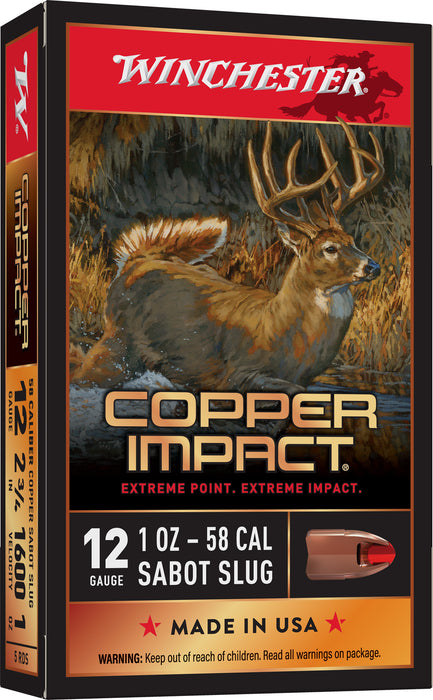 Winchester Ammo X12CLF Copper Impact  12 Gauge 2.75" 1 oz 1600 fps Sabot Slug Shot 5 Bx/20 Cs