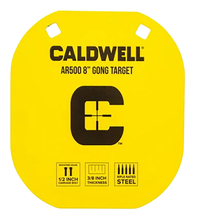 Caldwell 1116703 Gong  8" Yellow AR500 Steel 0.38" Thick Hanging