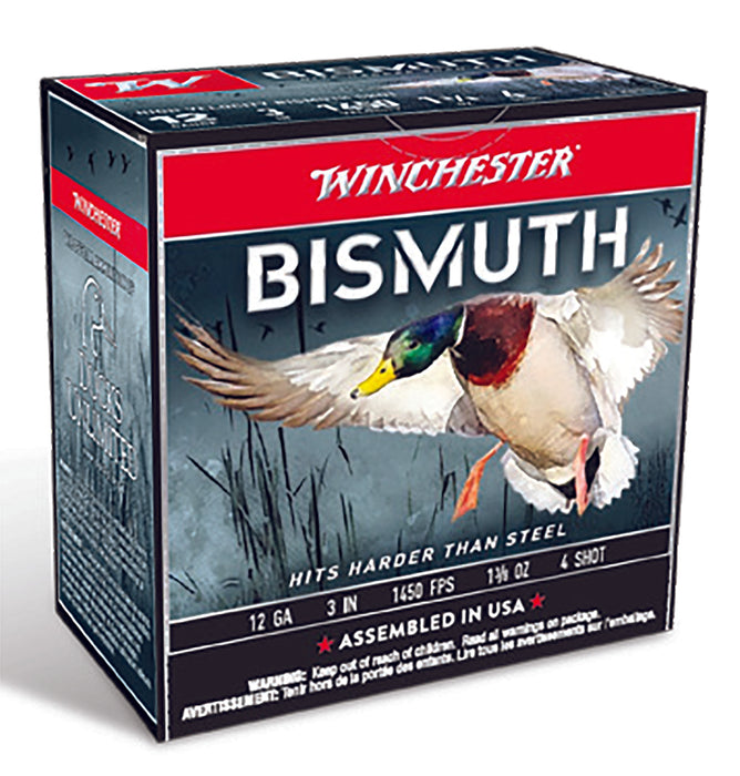 Winchester Ammo SWB1234 Bismuth  12 Gauge 3" 1 3/8 oz 1450 fps Tin-Plated Bismuth 4 Shot 25 Bx/10 Cs