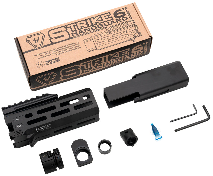 Strike Industries CEVO-HG-6-BK Strike  6" M-Lok Black Aluminum with Faux Suppressor for CZ Scorpion EVO (7.72" Barrel Length)