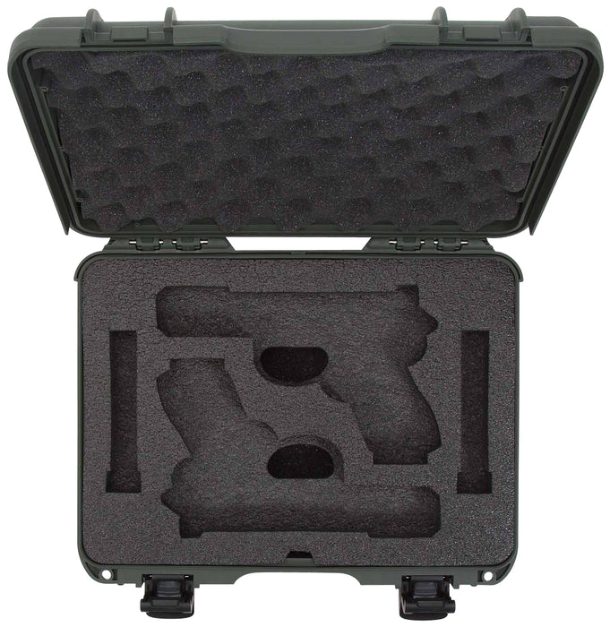 Nanuk 910GLOCK6 910 Glock Compatible 2 Up Pistol Case Olive Polymer w/ Latches Closed-Cell Foam Padding & Airline Approved 13.20" L x 9.20" W x 4.10" H Interior Dimensions