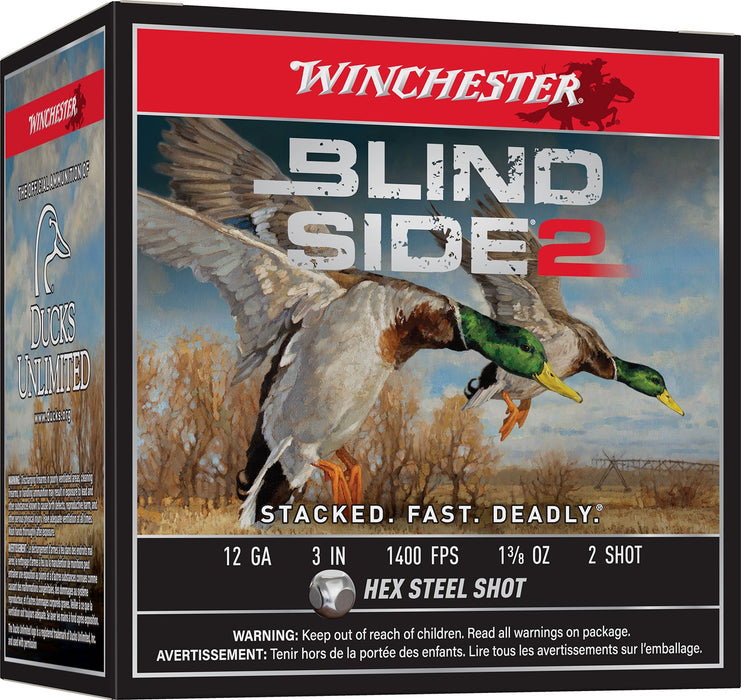 Winchester Ammo XBS1232 Blind Side 2  12 Gauge 3" 1 3/8 oz 1400 fps 2 Shot 25 Bx/10 Cs