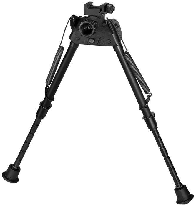 Harris Bipods S-LMP Swivel L Picatinny, 9-13", Black Steel/Aluminum, Notched Legs, Rubber Feet