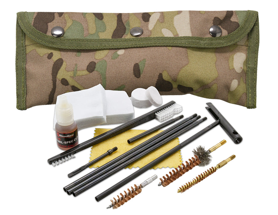 KleenBore POU303MC Modular Cleaning Kit Multi-Caliber Handgun/Rifle Bronze/Nylon Bristles Nylon Multi-Cam Case