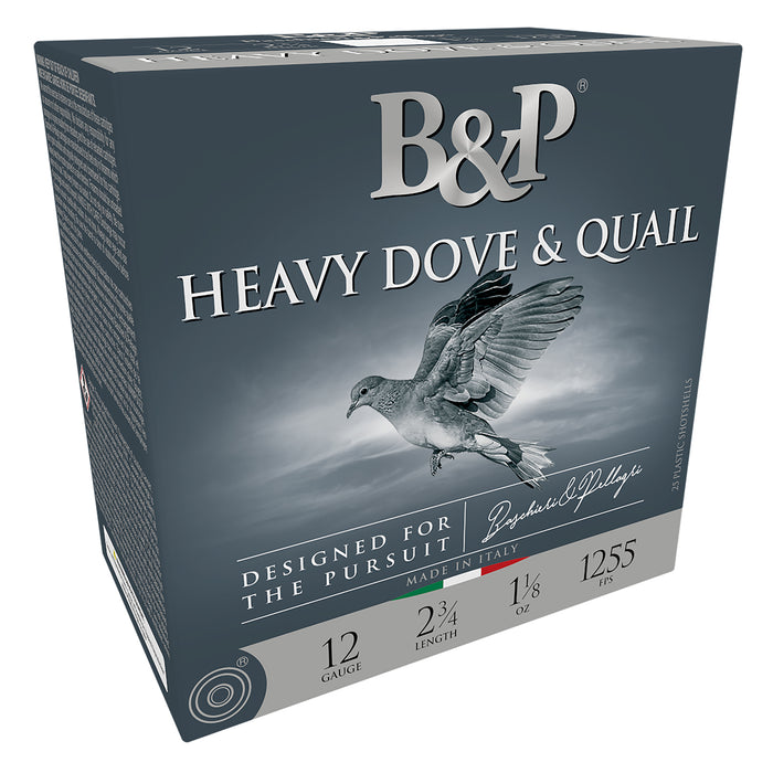B&P 12B18D8 Dove & Quail  12 Gauge 2.75" 1 1/8 oz 1255 fps 8 Shot 25 Bx/10 Cs