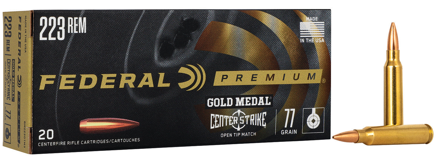 Federal GM223OTM3  Gold Medal 223 Cal 77 gr 20 Per Box/10 Cs