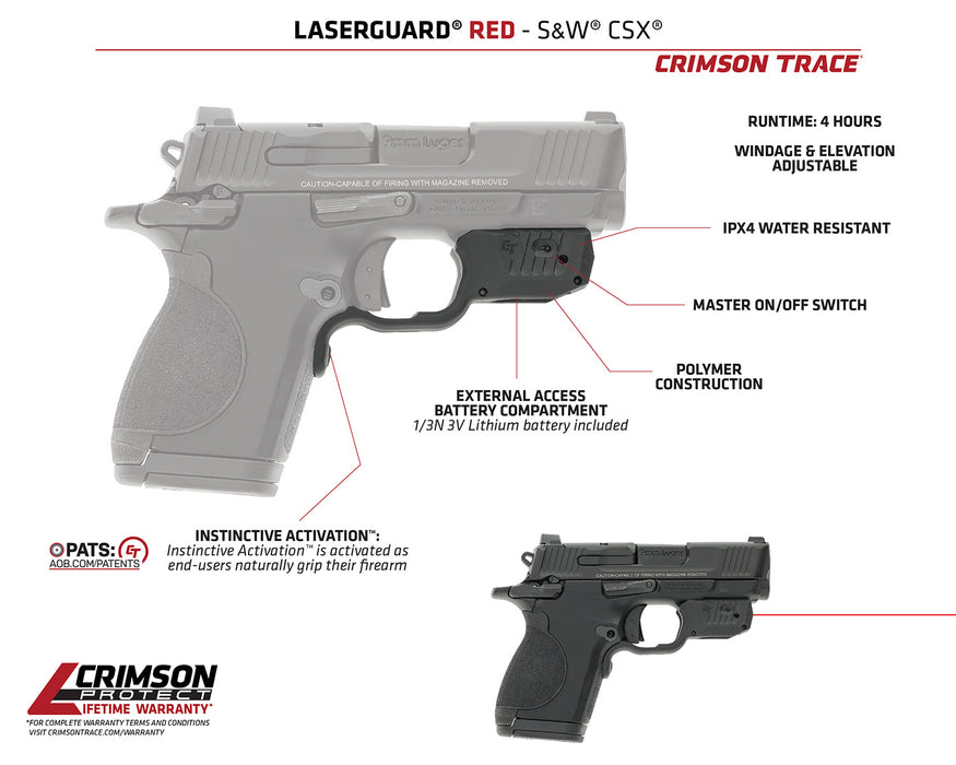 Crimson Trace 013000172 LG-Laserguard CSX Red  Black Smith & Wesson