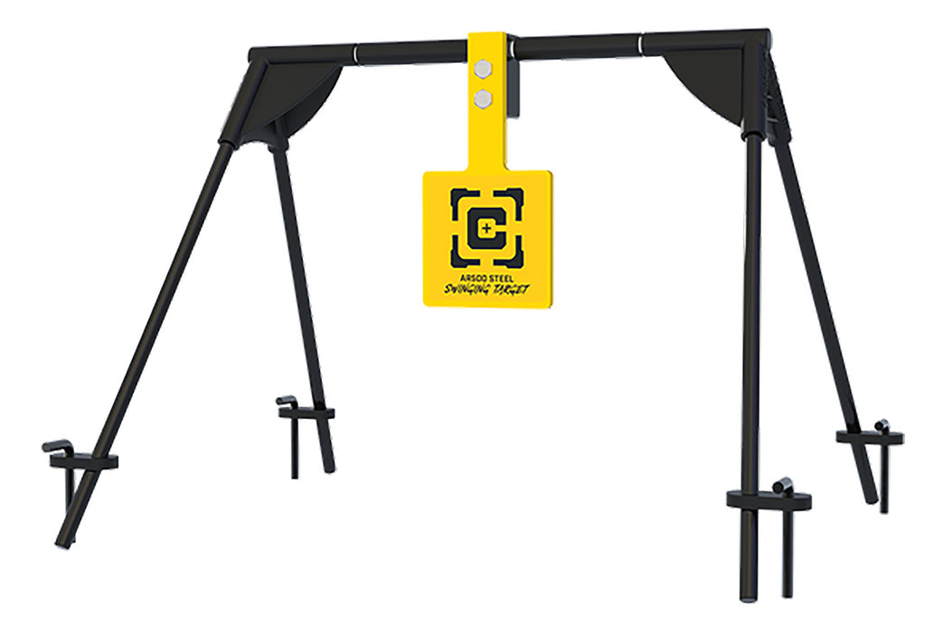 Caldwell 1187590  Swinging Rifle Black/Yellow AR500 Steel Hanging Standing Includes Ground Stakes