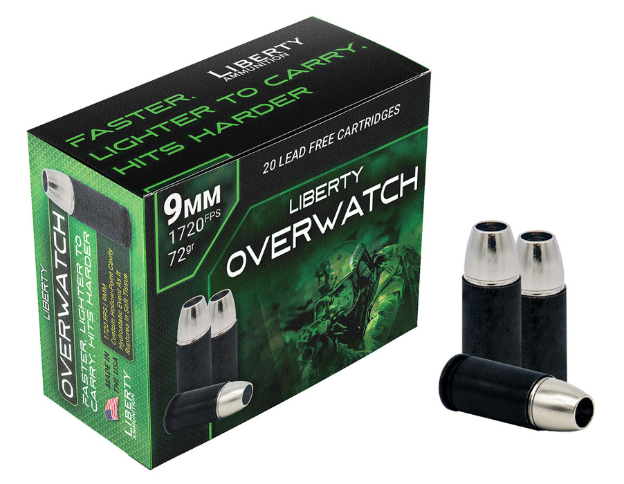 Liberty Ammunition LAOW9MM721700 OverWatch  9mm Luger 72 gr Open Cavity Design (OCD) 20 Per Box/50 Cs