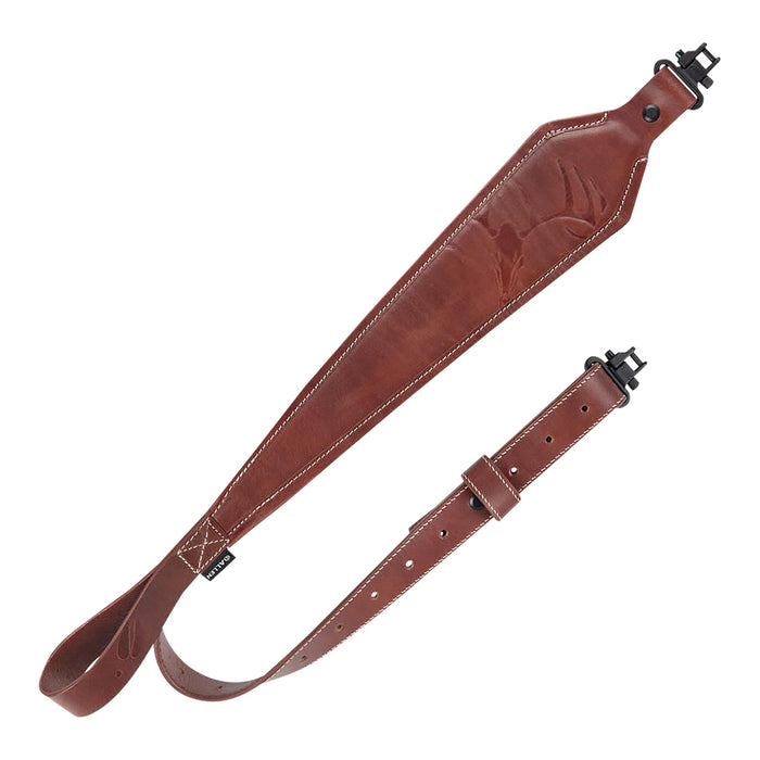 Heritage Cases 8510 Deer Deboss  Rifle Sling w/One-Piece Swivel, Brown Leather, Adjustable Length 28" to 35", 3" Wide