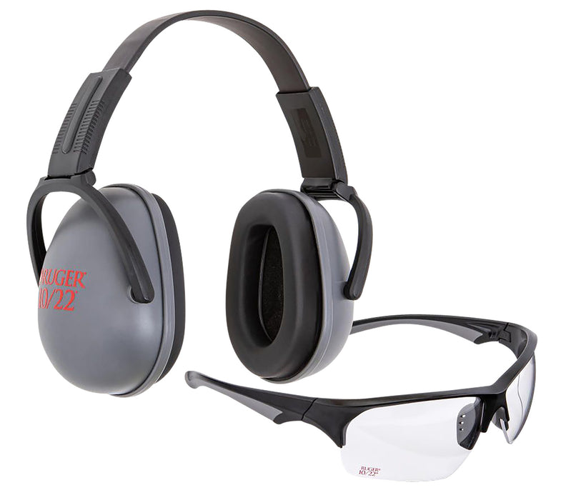 Allen  Ruger 10/22 Passive Earmuffs & Shooting Glasses Combo Adult Clear Lens Black/Gray Frame