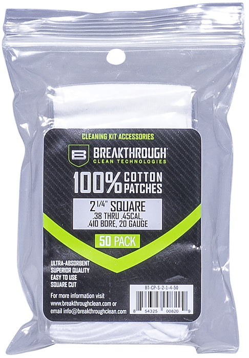Breakthrough Clean BTCPS21450 Square Cleaning Patches  For .38-.45 Cal & .410-20 Gauge 2.25" 50 Pack