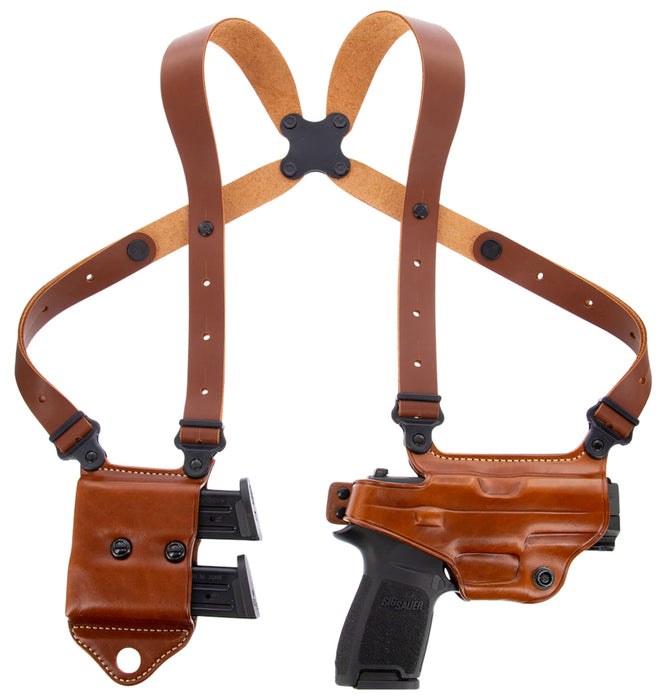 Galco MCII820 Miami Classic II Shoulder System Fits Chest Up To 56" Tan Leather Harness Fits Sig P320/M17/M18/Taurus G2/G3/G3C Right Hand