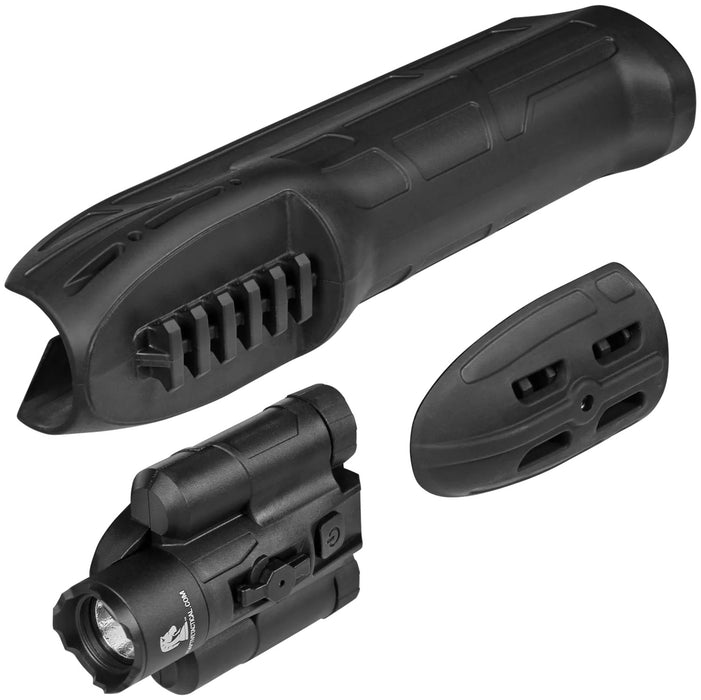 ADAPTIVE TACTICAL AT02901 EX Performance Forend with 300 Lumen Flashlight, Black Polymer, Concealed 2" Picatinny, Fits Most Mossberg 500/590/Maverick 88