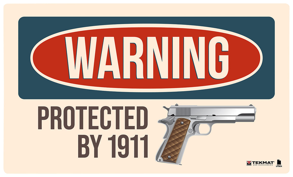 TekMat TEK42WARNING1911 Warning Protected By 1911 Door Mat 25" x 42"