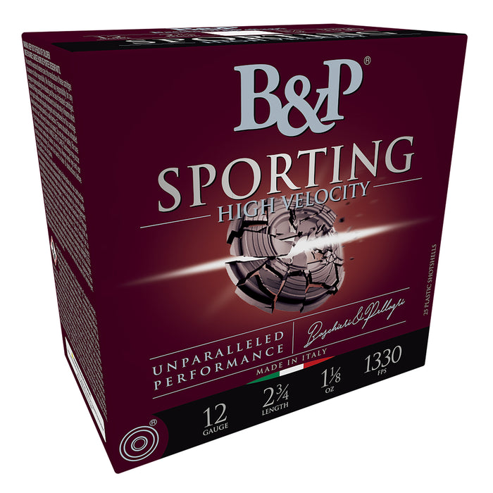 Baschieri & Pellagri (B&P)  12B8SH75 B&P Sporting 12 Gauge 2.75" 1 1/8 oz 7.5 Shot 25 Per Box/ 10 Cs