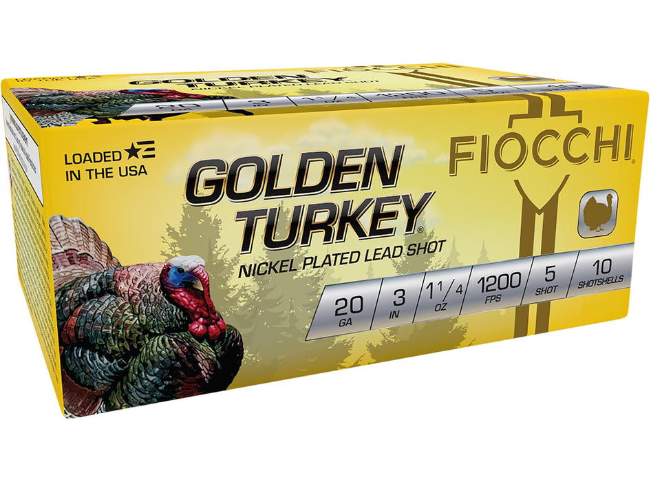 Fiocchi 203TRKC5 Golden Turkey Hunting 20 Gauge 3" 1 1/4 oz 5 Shot 10 Per Box/ 10 Cs