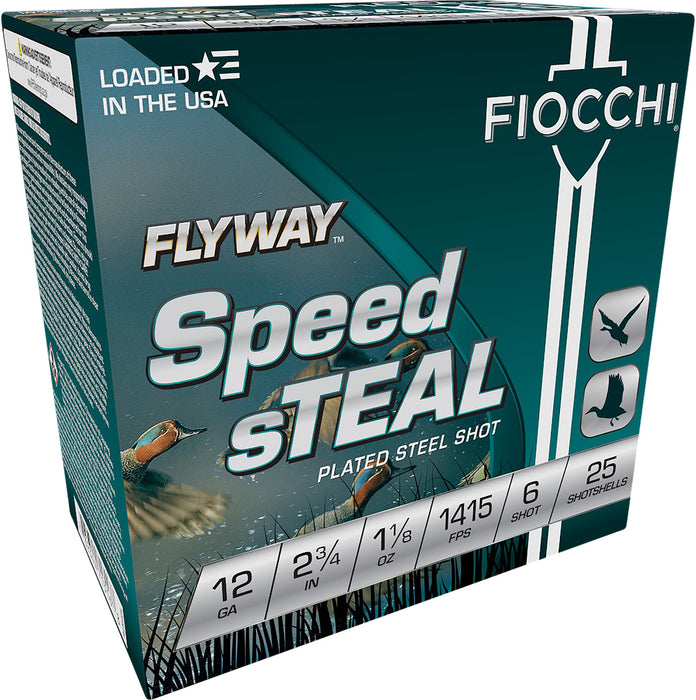 Fiocchi 12FST6 Speed Steal Flyway 12 Gauge 2.75" 1 1/8 oz 6 Shot 25 Per Box/ 10 Cs