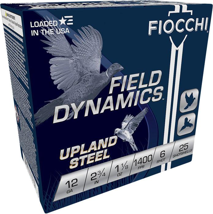 Fiocchi 12HVST6 Field Dynamics Upland Steel 12 Gauge 2.75" 1 1/8 oz 6 Shot 25 Per Box/ 10 Cs