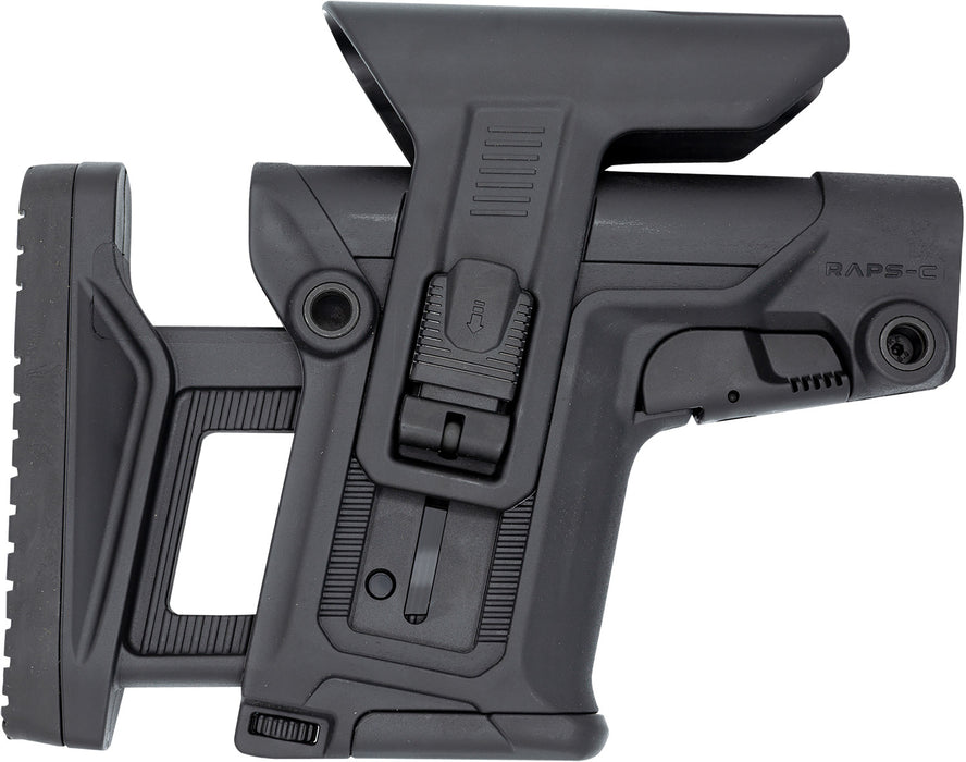 FAB Defense FXRAPSCB RAPS Rapid Adjustment Precision Stock-Collapsible Fits Mil-Spec/Commercial Buffer Tubes Integrated Cheek-Rest & Adjustable LOP Ambidextrous 1Latch System Black Polymer