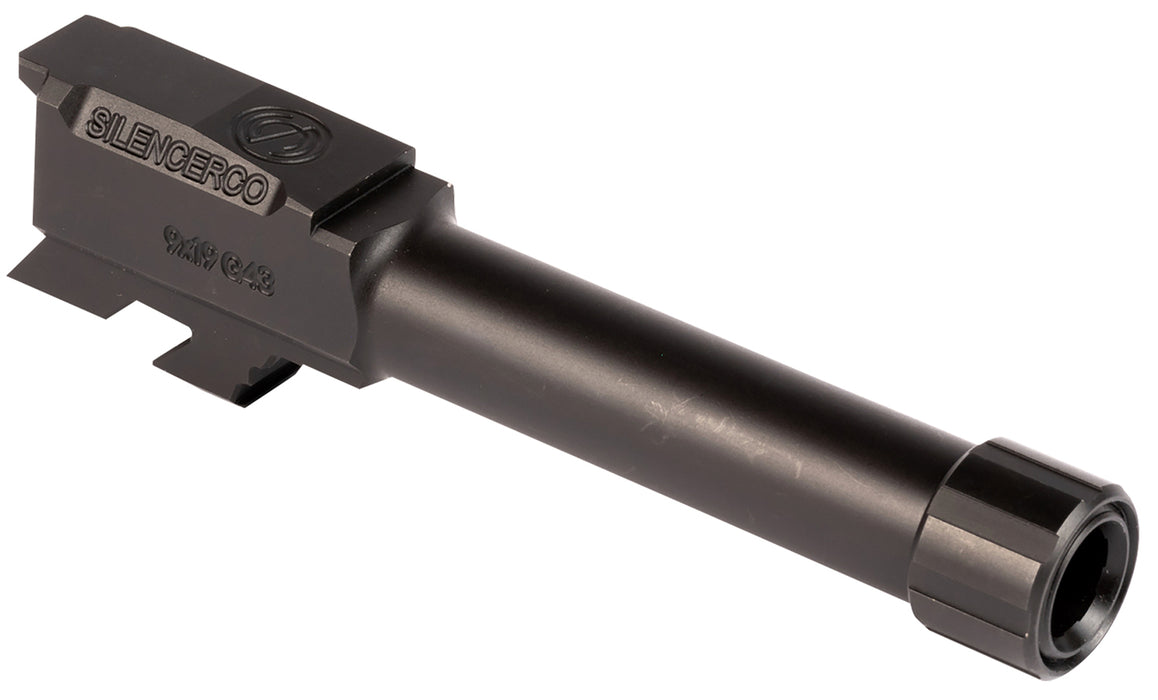 SilencerCo AC5049 Threaded Barrel  3.70" 9mm Luger, Black Nitride Stainless Steel, Fits Glock 43/43X