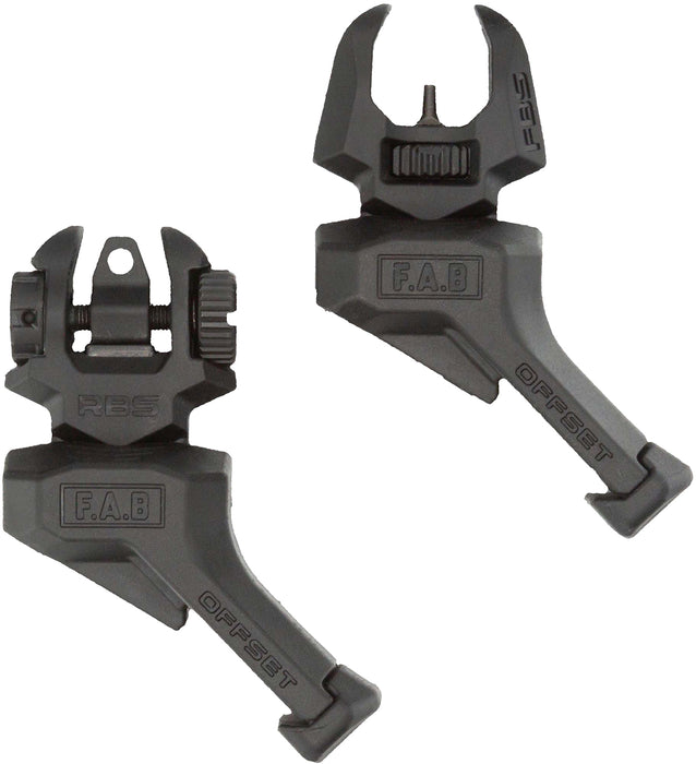 FAB Defense FXFRBSOSB Front and rear Set of Offset Flip-Up Sights  Black