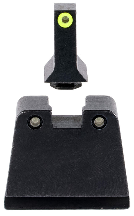 Trijicon GL243C601143 Suppressor/Optic Height Sights- Glock Slim Frame  Black Green Tritium Yellow Outline Front Sight Green Tritium Black Outline Rear Sight