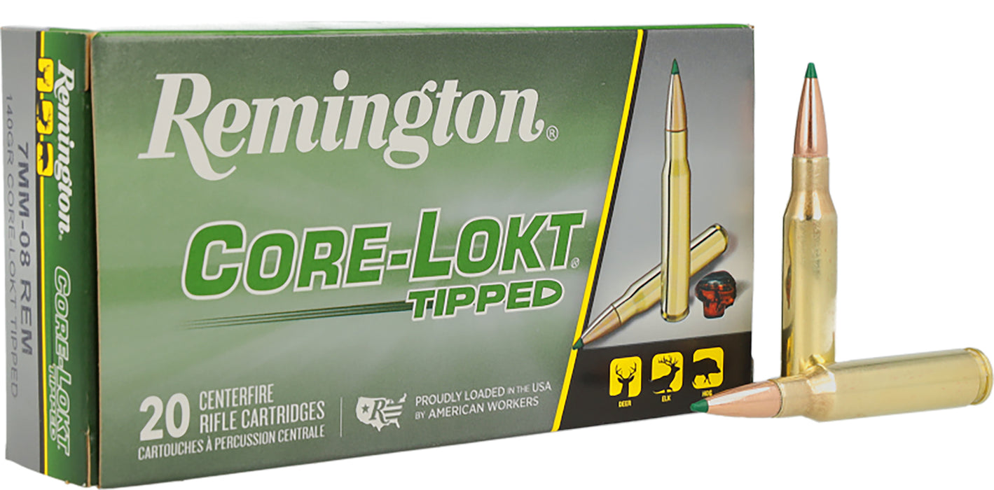 Remington Ammunition R20039   7mm-08 Rem 140 gr Core Lokt Tipped 20 Per Box/ 10 Case