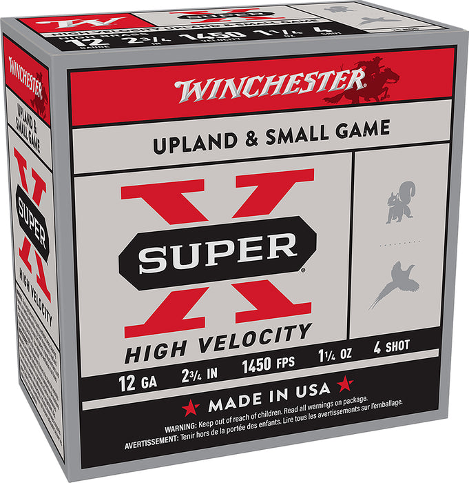 Winchester Ammo X12HV4 Super X High Velocity 12 Gauge 2.75" 4 Shot 25 Per Box/ 10 Case