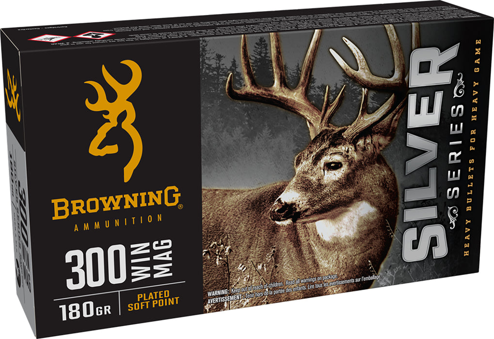 Browning Ammo B192603001  Silver 300 Win Mag 180 gr 20 Per Box/ 10 Case