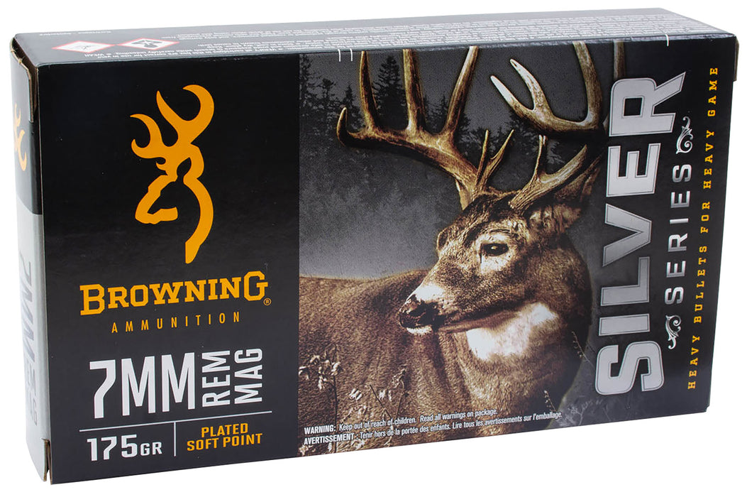 Browning Ammo B192600071  Silver 7mm Rem Mag 175 gr 20 Per Box/ 10 Case