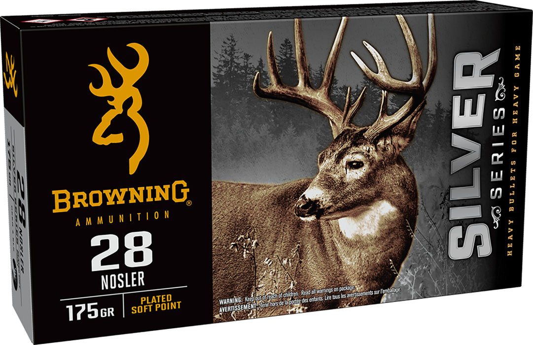 Browning Ammo B192600281  Silver 28 Nosler 175 gr 20 Per Box/ 10 Case