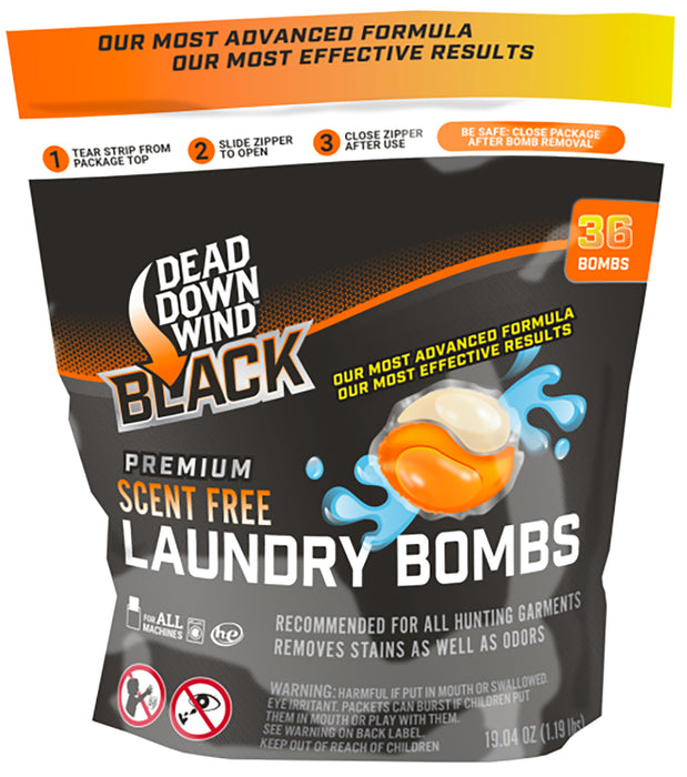 Dead Down Wind 118418 Laundry Bombs Black Premium Odor Eliminator Unscented Scent 36CT