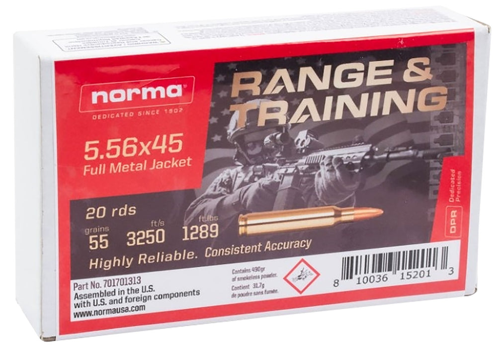 Norma Ammunition 701701313   5.56x45mm NATO 55 gr Full Metal Jacket 20 Per Box/ 10 Case