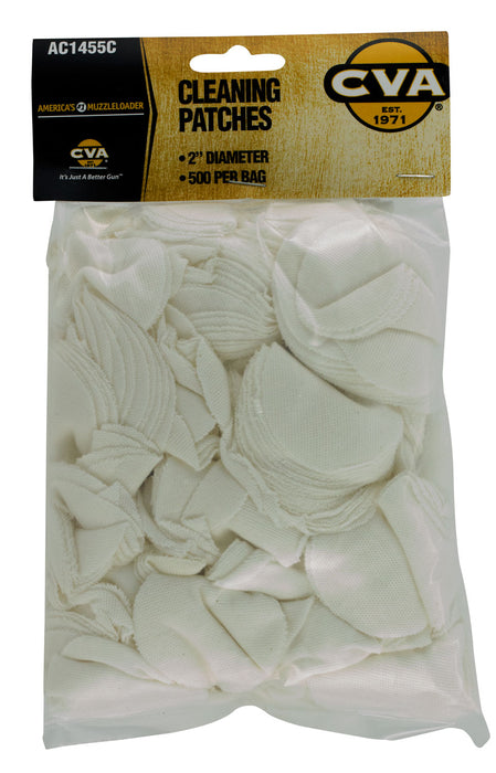 CVA AC1455C Cleaning Patches  2" Cotton 500 Per Pkg