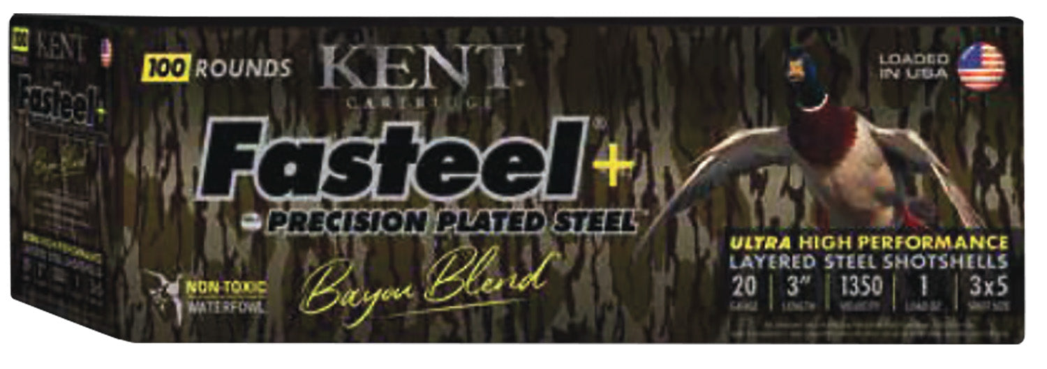 Kent Cartridge CC203FSP283X5 Fasteel + Precision Steel 20 Gauge 3" 1 oz 3x5 Shot 100 Per Box/ 2 Case