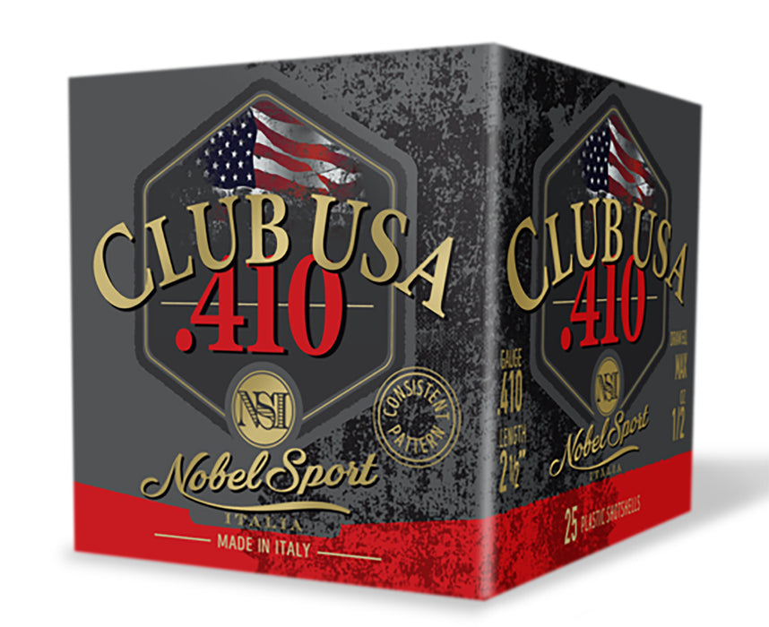 Nobel/eurosports Llc ANS4126  Club USA 410Gauge 2.50" 1/2oz 6Shot 25 Per Box/10 Case