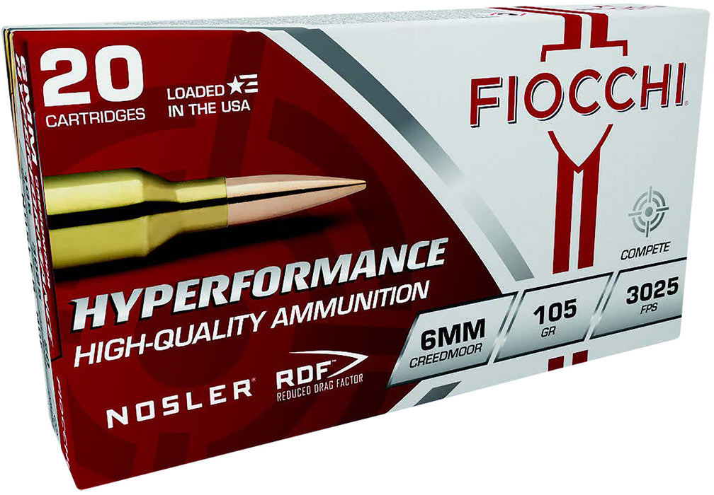 Fiocchi 6CMRD Hyperformance Match 6mmCreedmoor 105gr Nosler Reduced Drag Factor 20 Per Box/10 Case