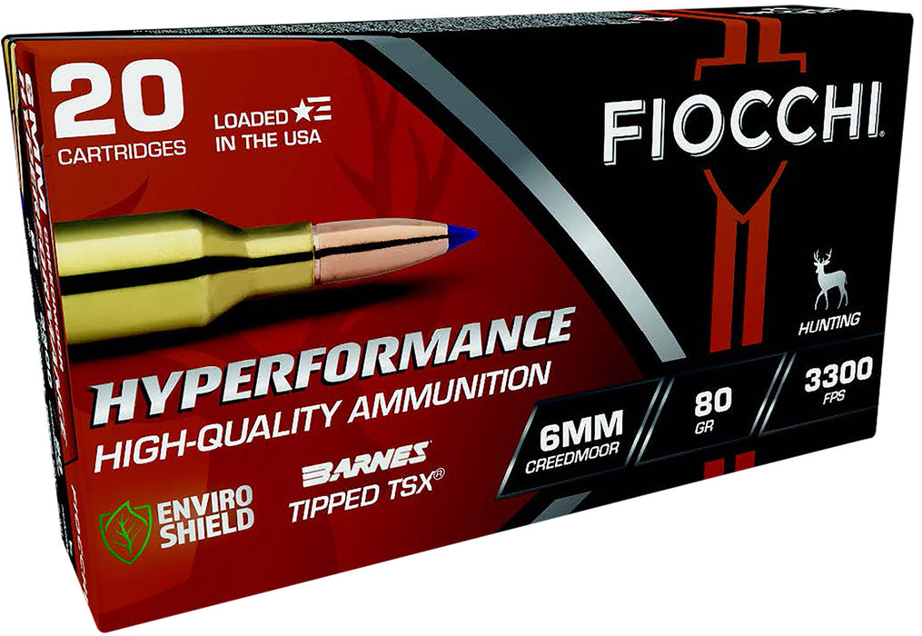 Fiocchi 6CMTT Hyperformance  6mmCreedmoor 80gr Barnes Tipped TSX 20 Per Box/10 Case