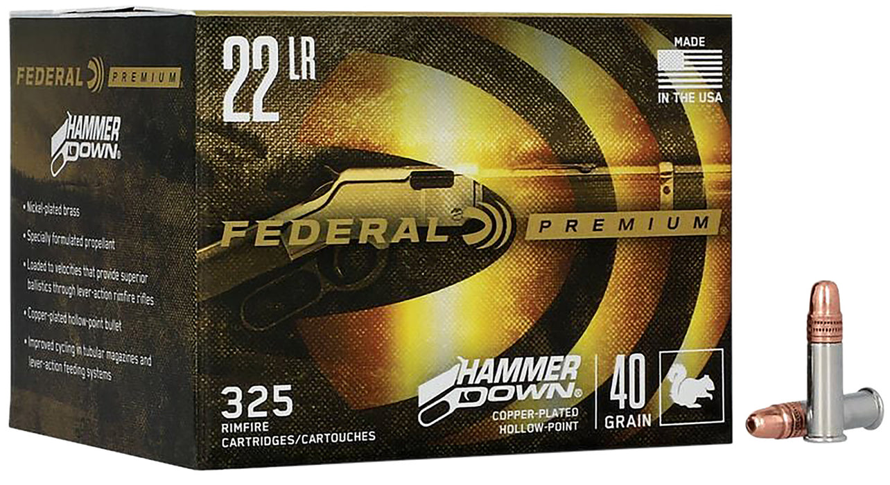 Federal 22HAM Hammer Down Rimfire 22LR 40gr Copper Plated Hollow Point 325 Per Box/10 Case