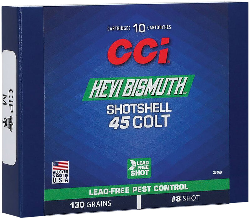 CCI 3746B Pest Control HEVI-Bismuth 45Colt 130gr Shotshell #8 Shot 10 Per Box/20 Case