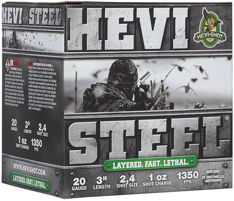 HEVI-Shot HS62024 HEVI-Steel Waterfowl 20Gauge 3" 1oz 2/4Shot 25 Per Box/10 Case