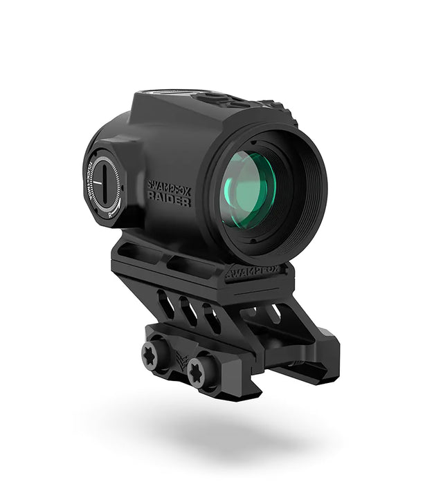 Swampfox Optics RMPS120RB Raider Micro Prism Black 1x 20mm Tube 6 MOA Green Dot Reticle Red Laser