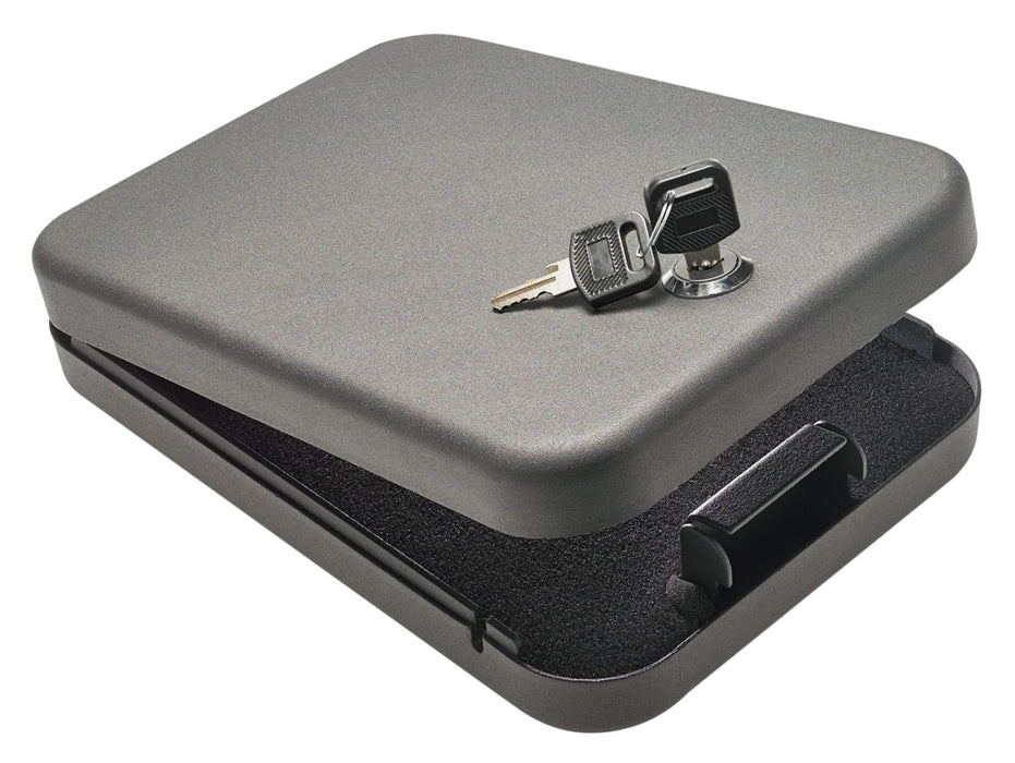 SnapSafe 75200 Lock Box  Large Key Entry Black Steel Holds 1 Handgun 9.50" L x 6.50" W x 1.75" D