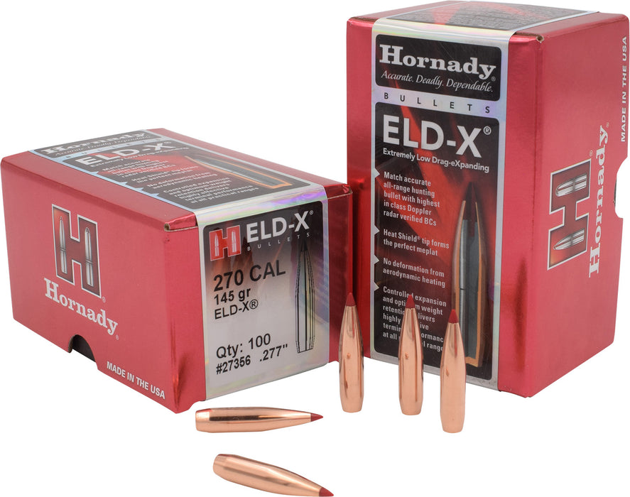 Hornady 27356 ELD-X  270 Cal .277 145 gr Extremely Low Drag eXpanding 100 Per Box/ 15 Case
