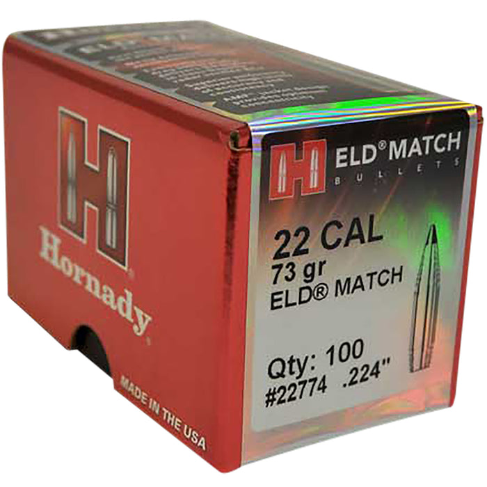 Hornady 22774 ELD Match  22 Cal .224 73 gr Extremely Low Drag Match 100 Per Box/ 25 Case